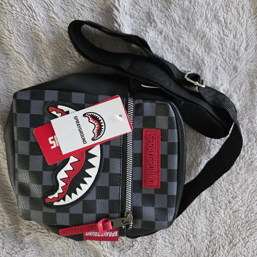 Sprayground Shark Mouth Black and Gray Belt Bag